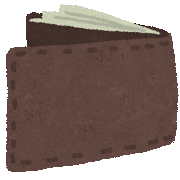 二つ折りの茶色の財布の絵