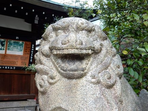 京都熊野神社の狛犬の阿